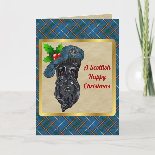 Bain Abzeichen & Tartan Personalisierte Weihnachte Karte (Vorderseite)