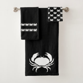 Bain de crabe Ensemble de serviettes noir et blanc
