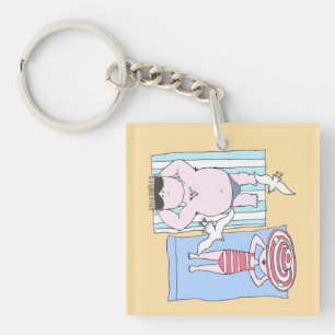 Bain de soleil amusant Couple Cartoon Art balnéair