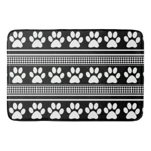 Bain Empreinte de patte noir blanc motif grand tapis de