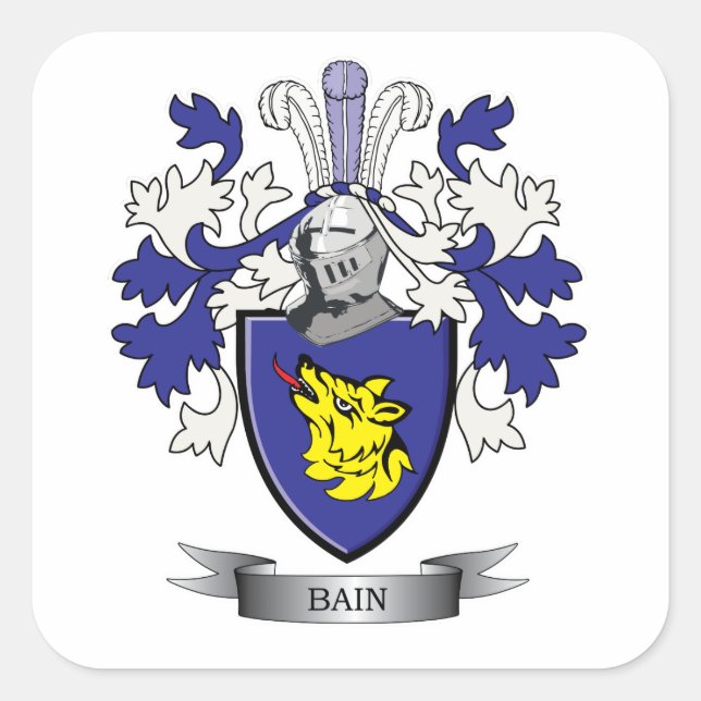 Bain Familienwappen Coat of Arms Quadratischer Aufkleber (Vorderseite)