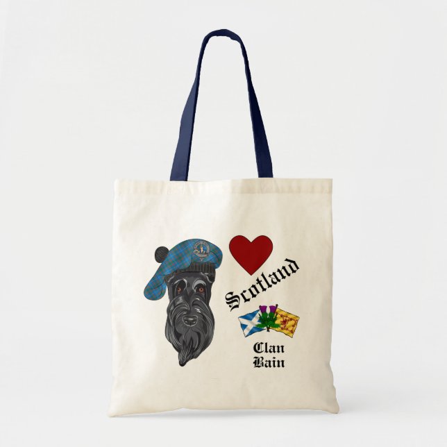 Bain Scottie Dog Tartan Tam Liebe Schottland Tragetasche (Vorne)