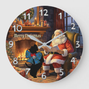 Bain Scottie Hund & Weihnachtsmann Personalisierte Große Wanduhr