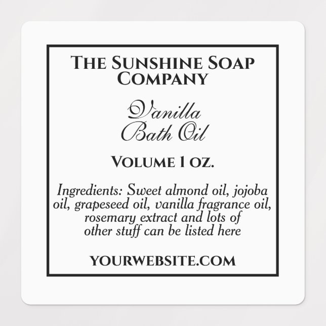 bain vintage imperméable étiquette blanc & noir (Design 1)