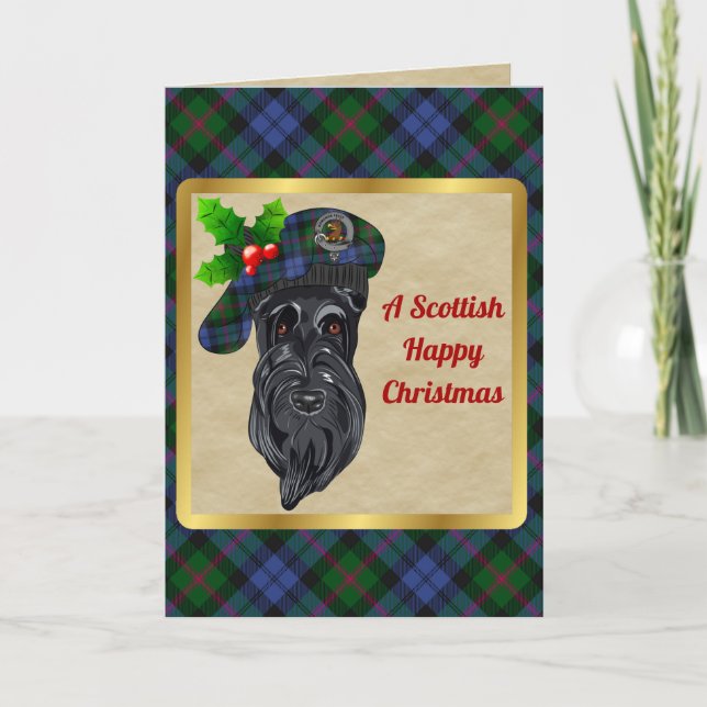 Baird Abzeichen & Tartan Personalisierte Weihnacht Karte (Vorderseite)