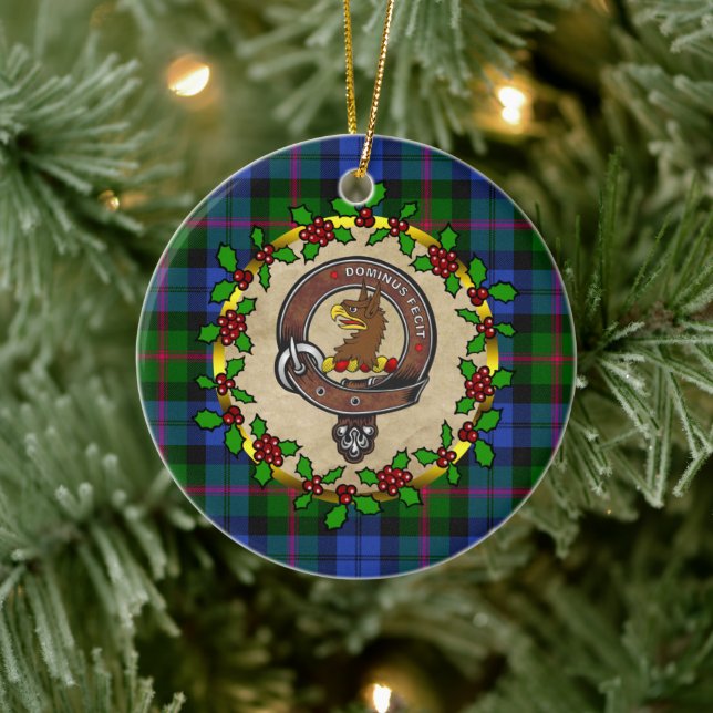 Baird Clan Abzeichen & Tartan Personalisierte Weih Keramik Ornament (Baum)