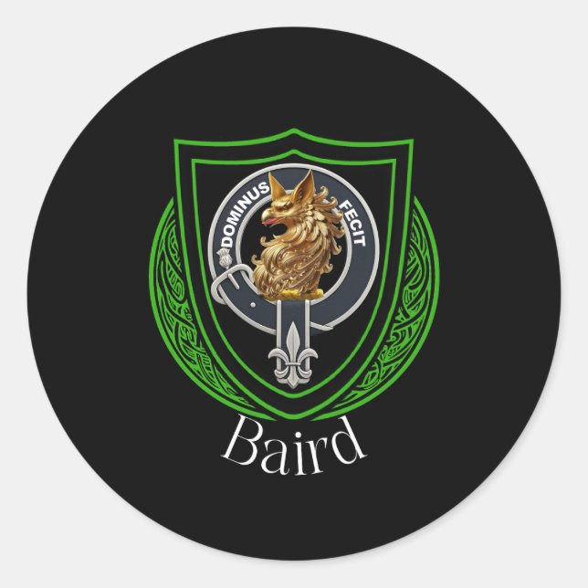 Baird Scottish Clan Wappen Runder Aufkleber (Vorderseite)