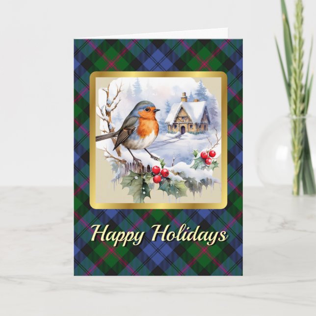 Baird Wappen & Tartan w/Robin Personalisiert Karte (Vorderseite)