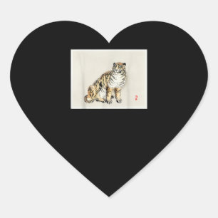 Bairei Gakan Meija Erbe Japanischer Art Tiger Herz-Aufkleber