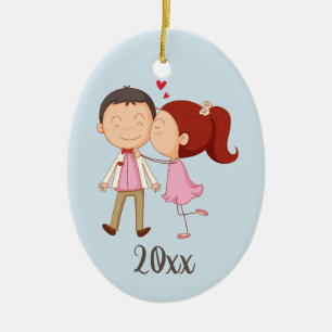 Baiser Couple personnalisable ornement en céramiqu