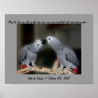 Baiser les perroquets jolie Mariage Poster cadeau