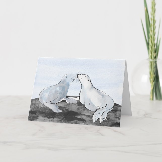 Baiser les phoques Carte Saint-Valentin (Devant)
