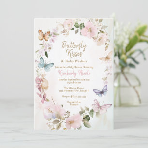 Baisers à papillon baby shower invitation