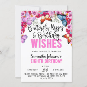 Baisers à papillon Invitation d'anniversaire
