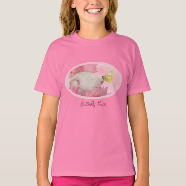 Baisers à papillon pour petites filles T-shirt (Devant)