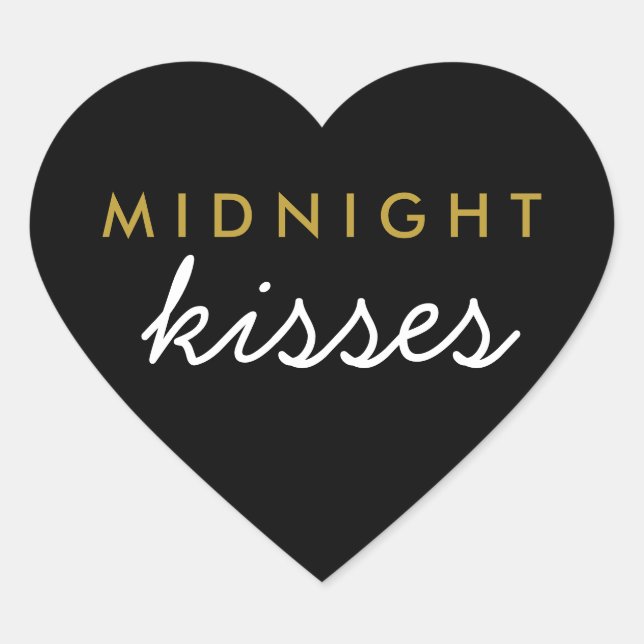 Baisers de minuit Sticker de mariage Black Gold (Devant)