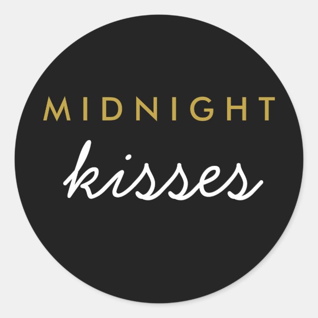Baisers de minuit Sticker de mariage Black Gold (Devant)