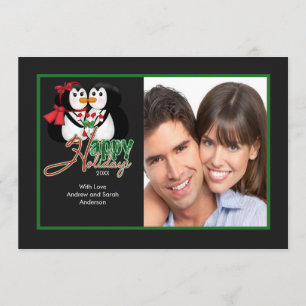Baisers du carte photo plat de pingouin bonnes