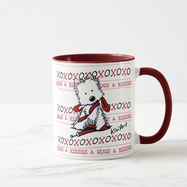 Baisers et câlins Westie Chien Mug (Droite)