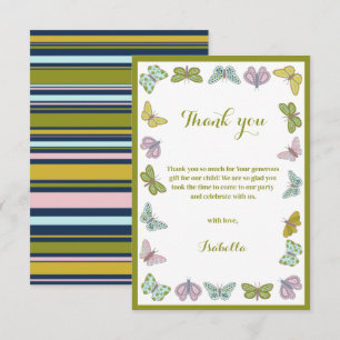 Baisers papillon Carte de remerciements Baby showe