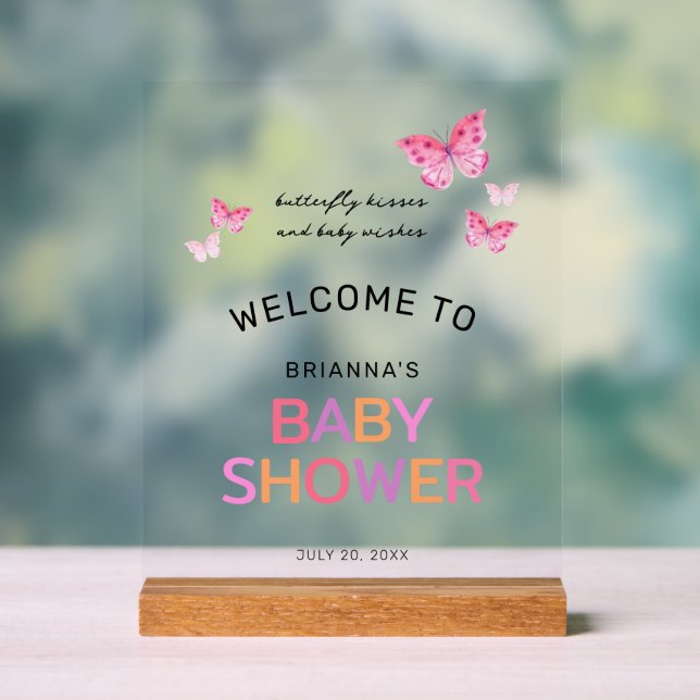 Baisers papillon rose Baby Douche Bienvenue (Neutre)