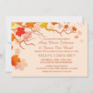 Baisse des invitations de mariage d'automne feuill