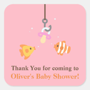 Bait Baby shower de pêche Stickers Merci rose