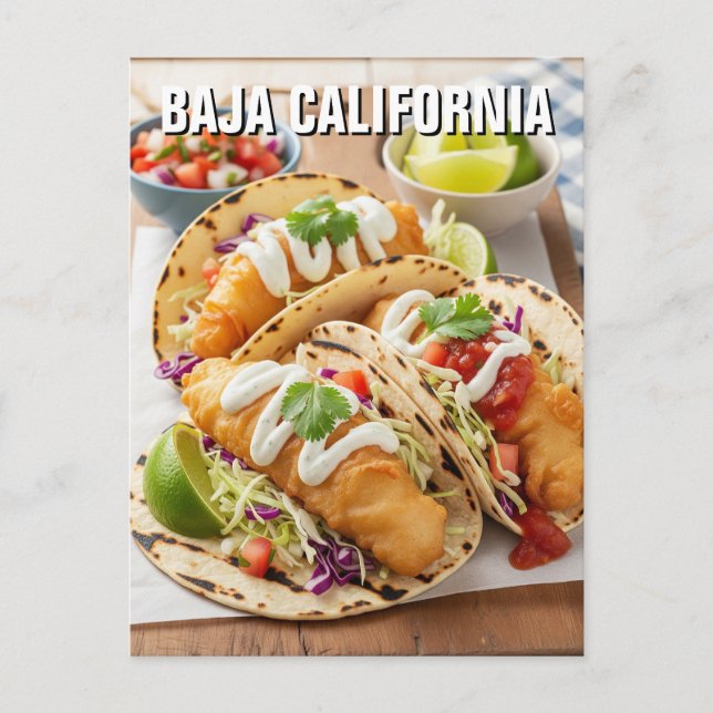 Baja California Mexico Fish Tacos Postkarte (Vorderseite)