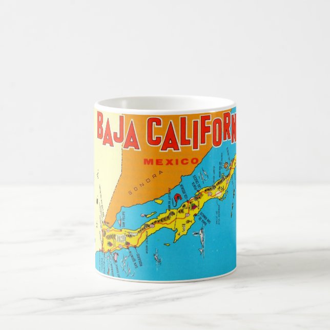 Baja California Mexico Map Mug Kaffeetasse (Mittel)