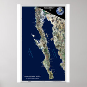 Baja California, Mexiko: Satellitenposter Poster