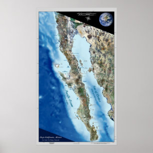 Baja California, Mexiko-Satellitenposter Poster