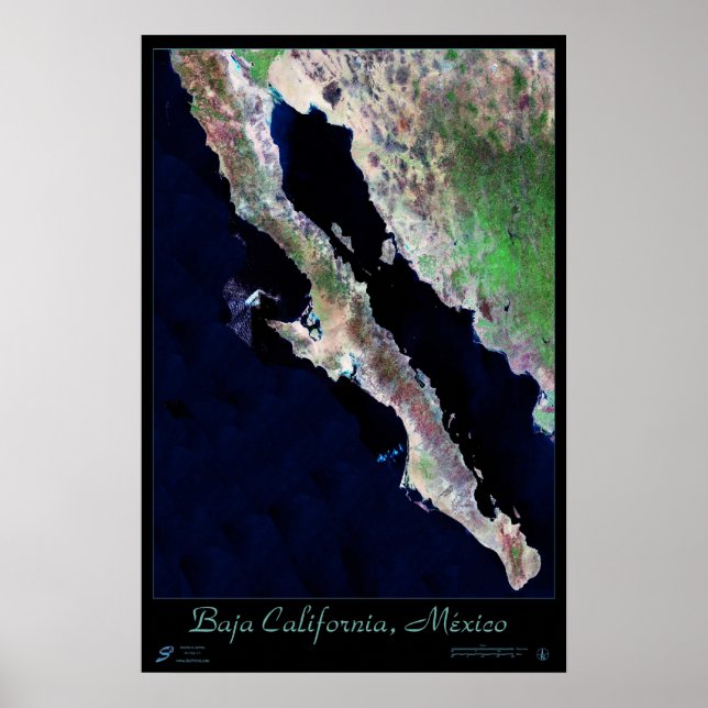 Baja California, Mexiko-Satellitenposter Poster (Vorne)