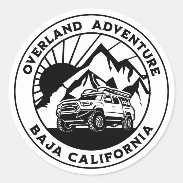 Baja California Overland Truck Runder Aufkleber (Vorderseite)