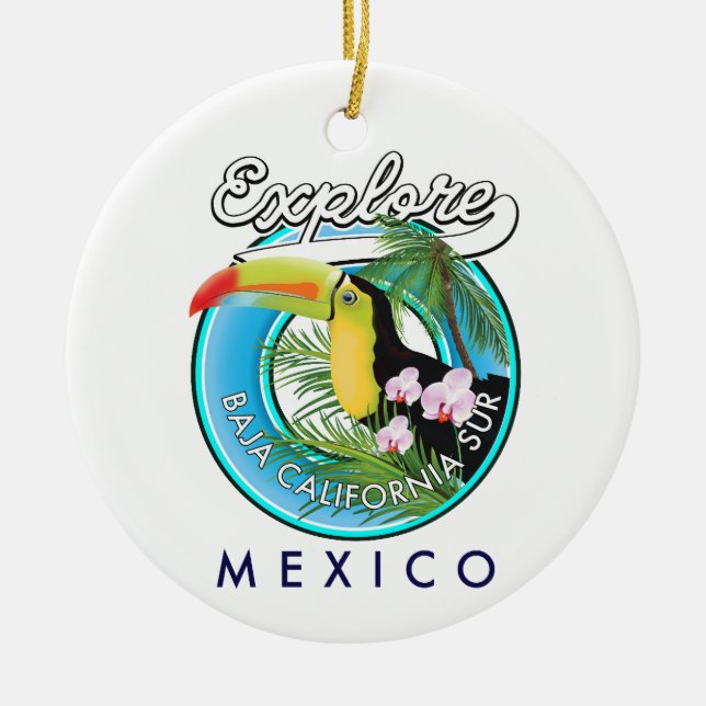 Baja California Sur Mexico Retro-Logo Keramik Ornament (Vorne)