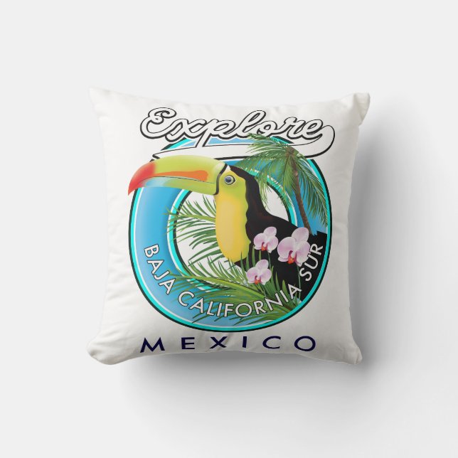 Baja California Sur Mexico Retro-Logo Kissen (Vorderseite)