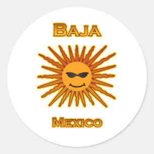 Baja Mexiko Sun stellen Ikone gegenüber Runder Aufkleber