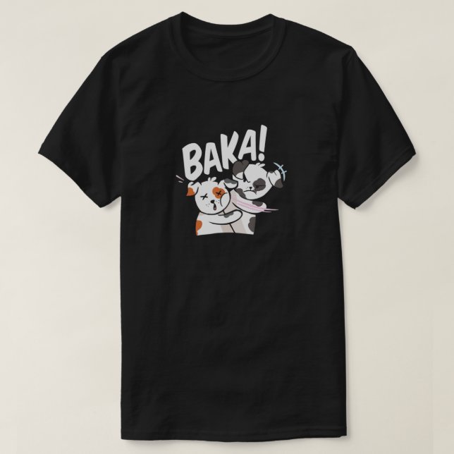 Baka Anime Dog Slap Baka Japanischer Hund T-Shirt (Design vorne)