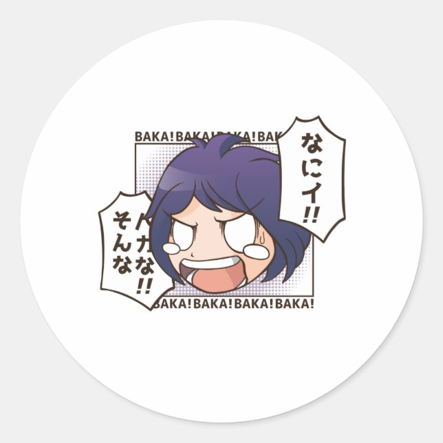 Baka anime runder aufkleber (Vorderseite)