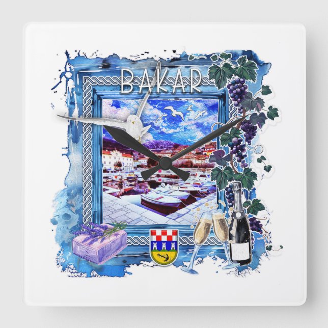 Bakar Quadratische Wanduhr (Vorderseite)