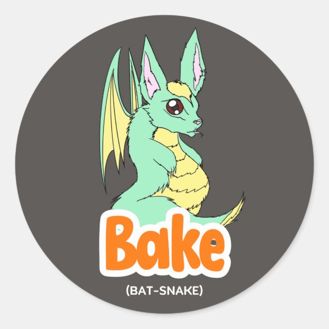 Bake (Bat + Schlange) Niedlicher Aufkleber (Vorderseite)