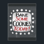 Bake einige Cookies heute Postcard Postkarte<br><div class="desc">"Bake some Cookies Today" ist ein niedliches Textdesign in Grau mit schwarzem und rotem Text. Er sitzt auf einer weißen Akzent-Form und niedliche weiße Polka-Punkte,  die ihn umgeben.</div>