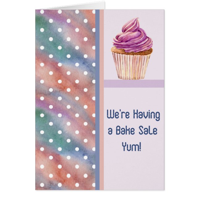 Bake-Sale-Ankündigungskarte mit Cupcake (Vorne)