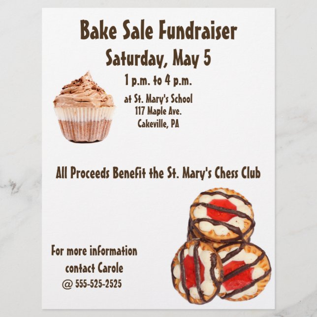 Bake Sale Fundraiser Flyer Cookies & Cupcakes (Vorne)