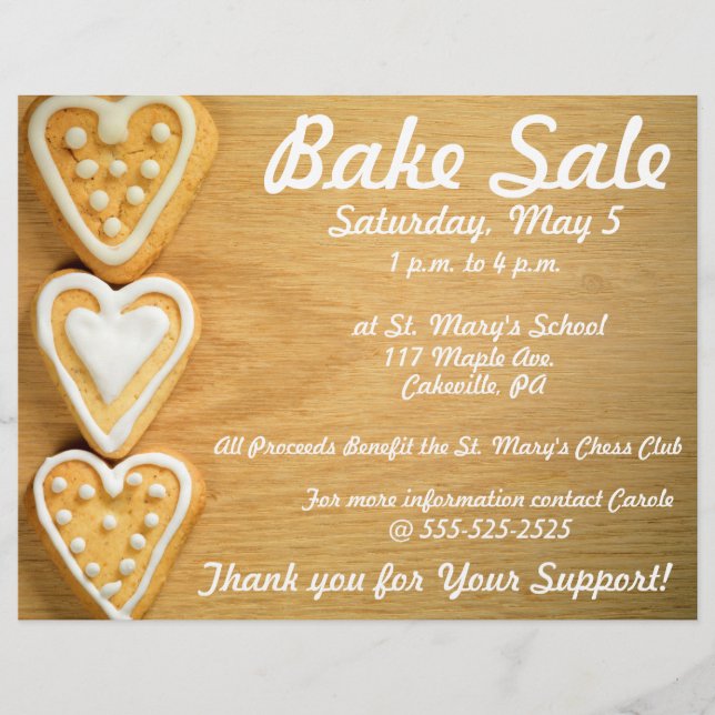 Bake Sale Fundraiser Flyer Horizontale Cookies (Vorne)