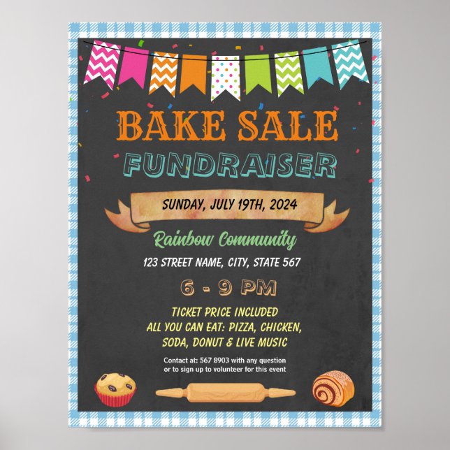 Bake Sale Fundraiser Schule Veranstaltungsvorlage Poster (Vorne)