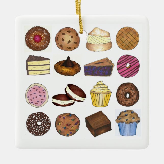 Bake Sale Leckereien Cupcake Cookie Pie Brownie Do Keramikornament (Vorderseite)