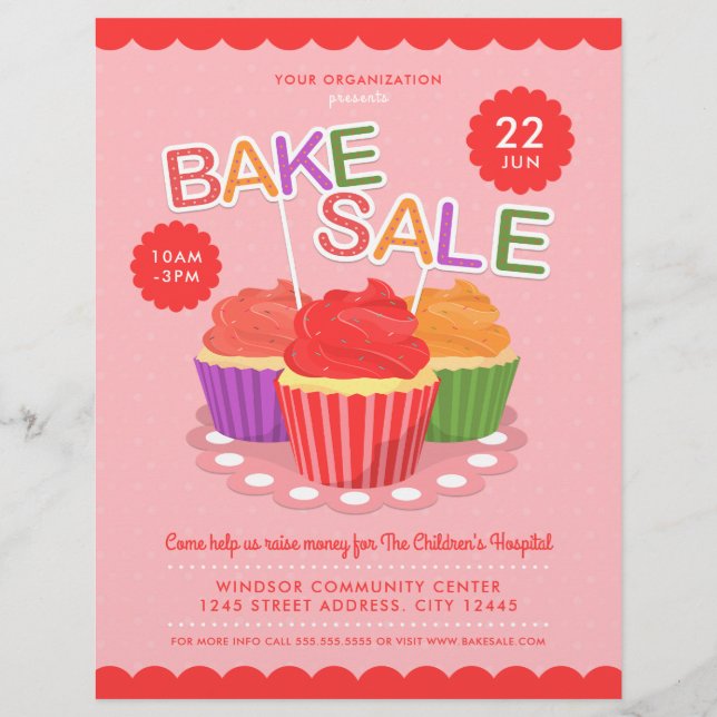 Bake Sale Wohltätigkeit Fundraiser Event Flyer (Vorne)