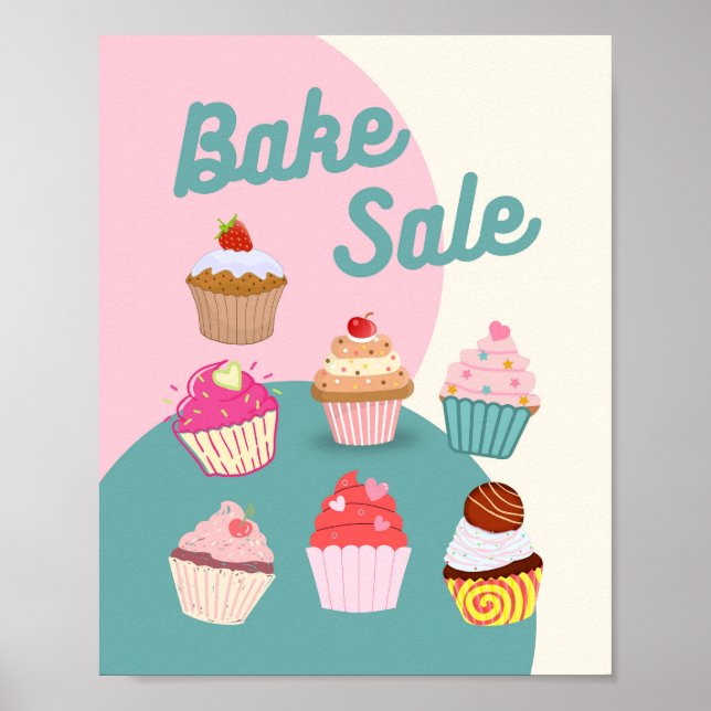 Bake-Sale-Zeichen, Cupcake-Bake-Sale-Poster Poster (Vorne)