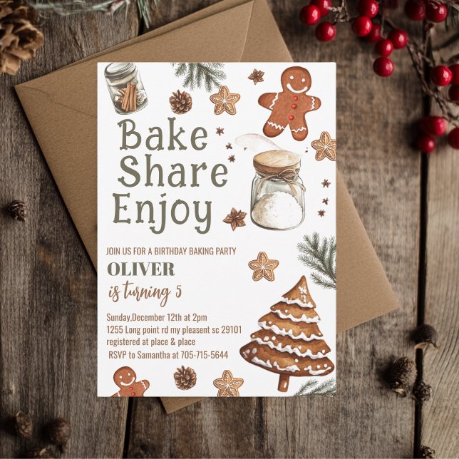 Bake Share Enjoy Christmas Birthday  Party Einladung (Von Creator hochgeladen)