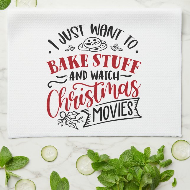 Bake Stuff Weihnachtsfilme ansehen Geschirrtuch (Gefaltet)